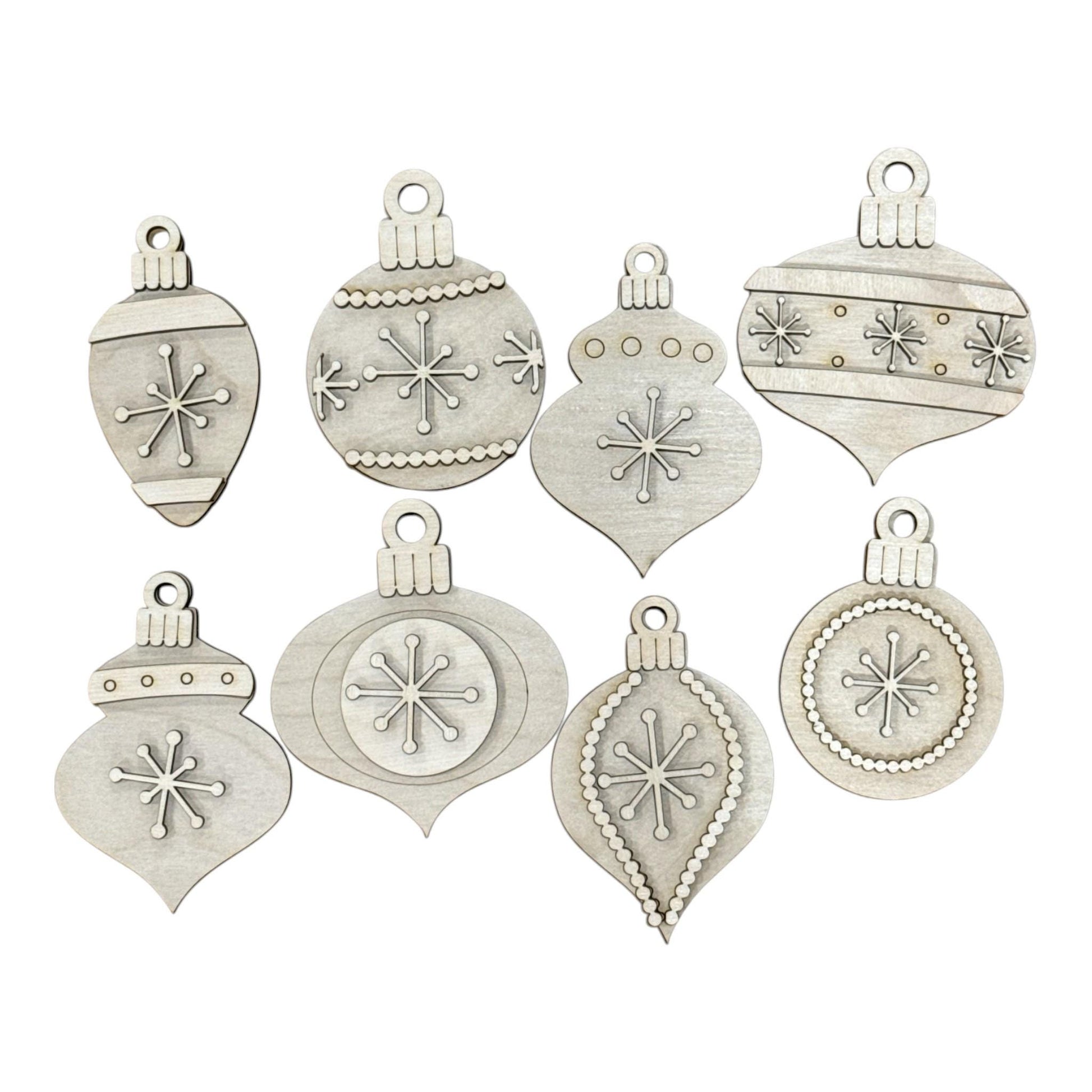 DIY Retro Whimsical Ornaments, Unfinished Ornaments, Christmas Balls, Set of Ornaments