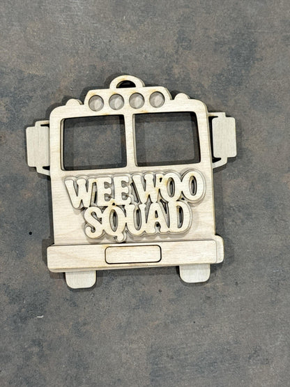 DIY Fireman Ornaments, Unfinished Ornaments, Wee Woo Fireman, Unfinished Wooden Ornaments
