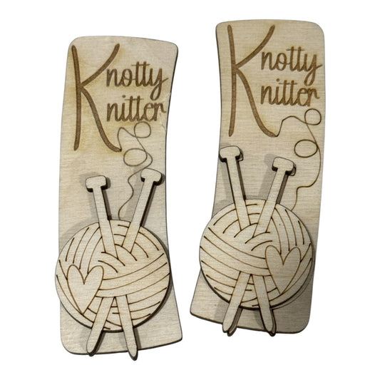 DIY Knotty Knitter Clip Pieces: Laser Cut Birch Wood Blanks, Knitting Hair Claw Clip, Sewing