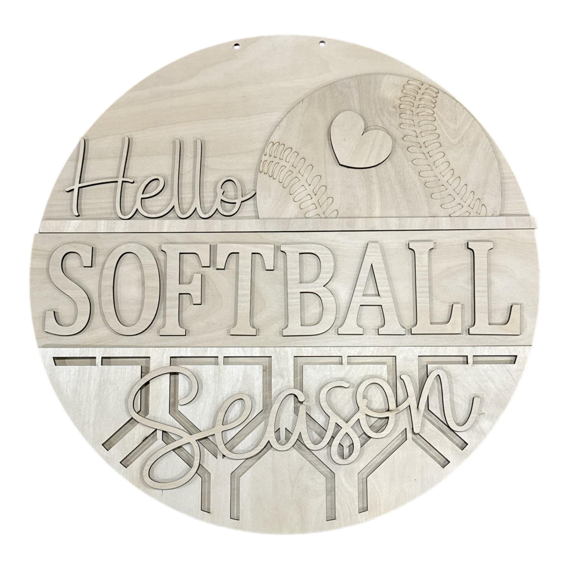 DIY Hello Softball Season Door hanger, Unfinished Wooden Door Hanger: Unfinished, Softball Season, Paint Party