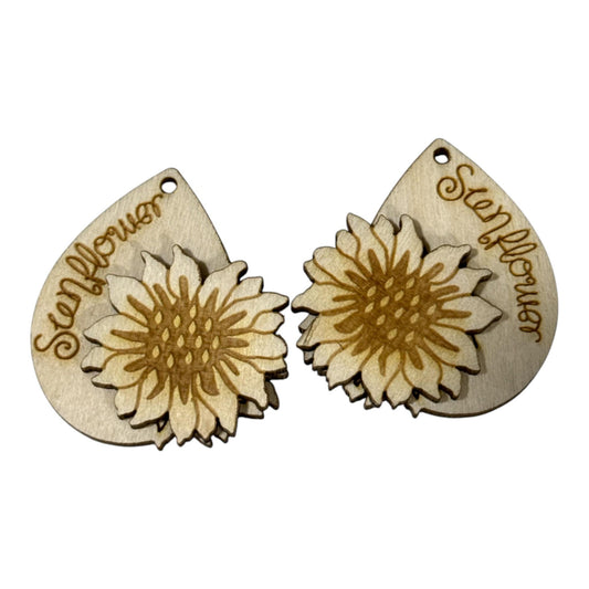 DIY Sunflower Earrings: Unfinished Wood Sunflower Earrings, Large Sunflower Earrings