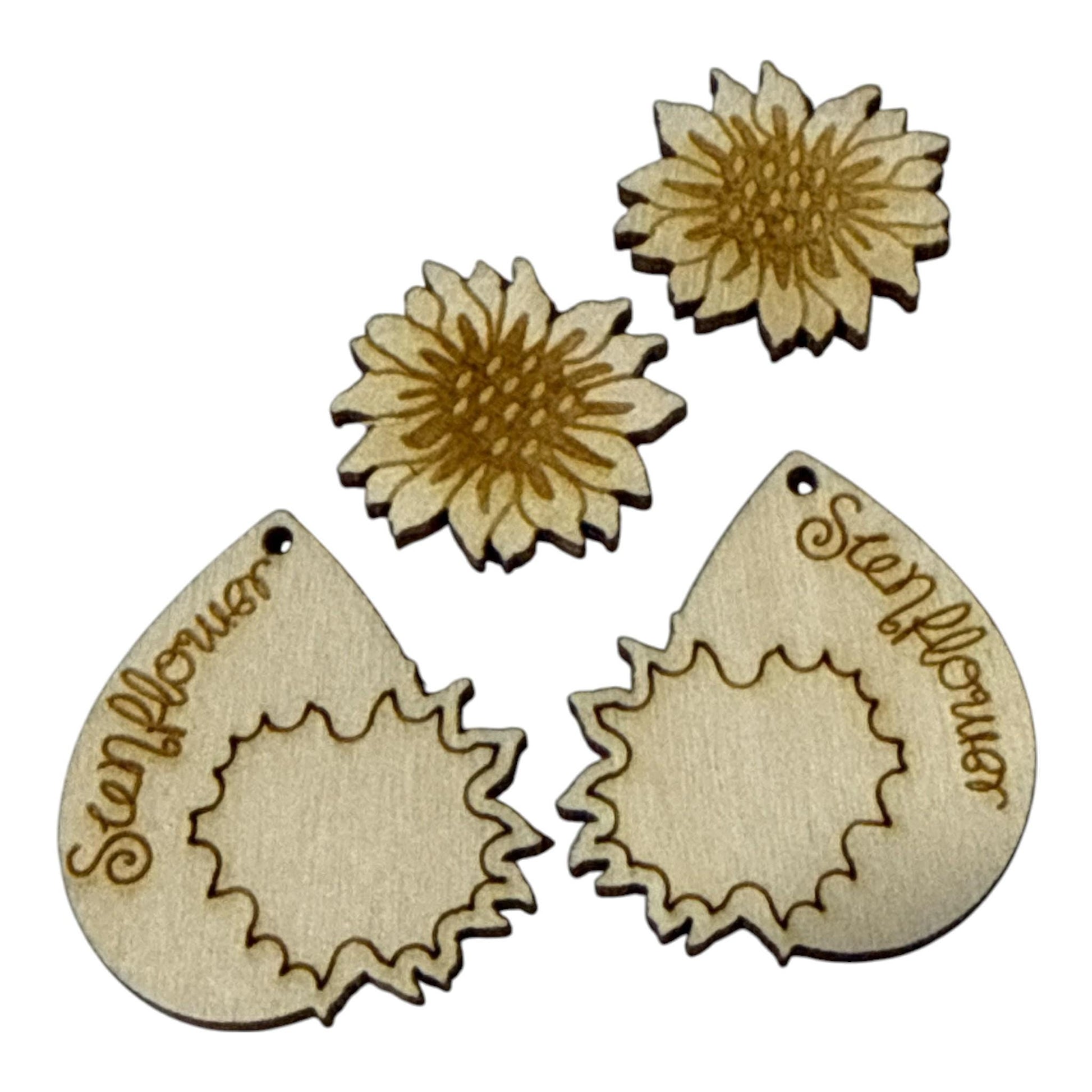 DIY Sunflower Earrings: Unfinished Wood Sunflower Earrings, Large Sunflower Earrings