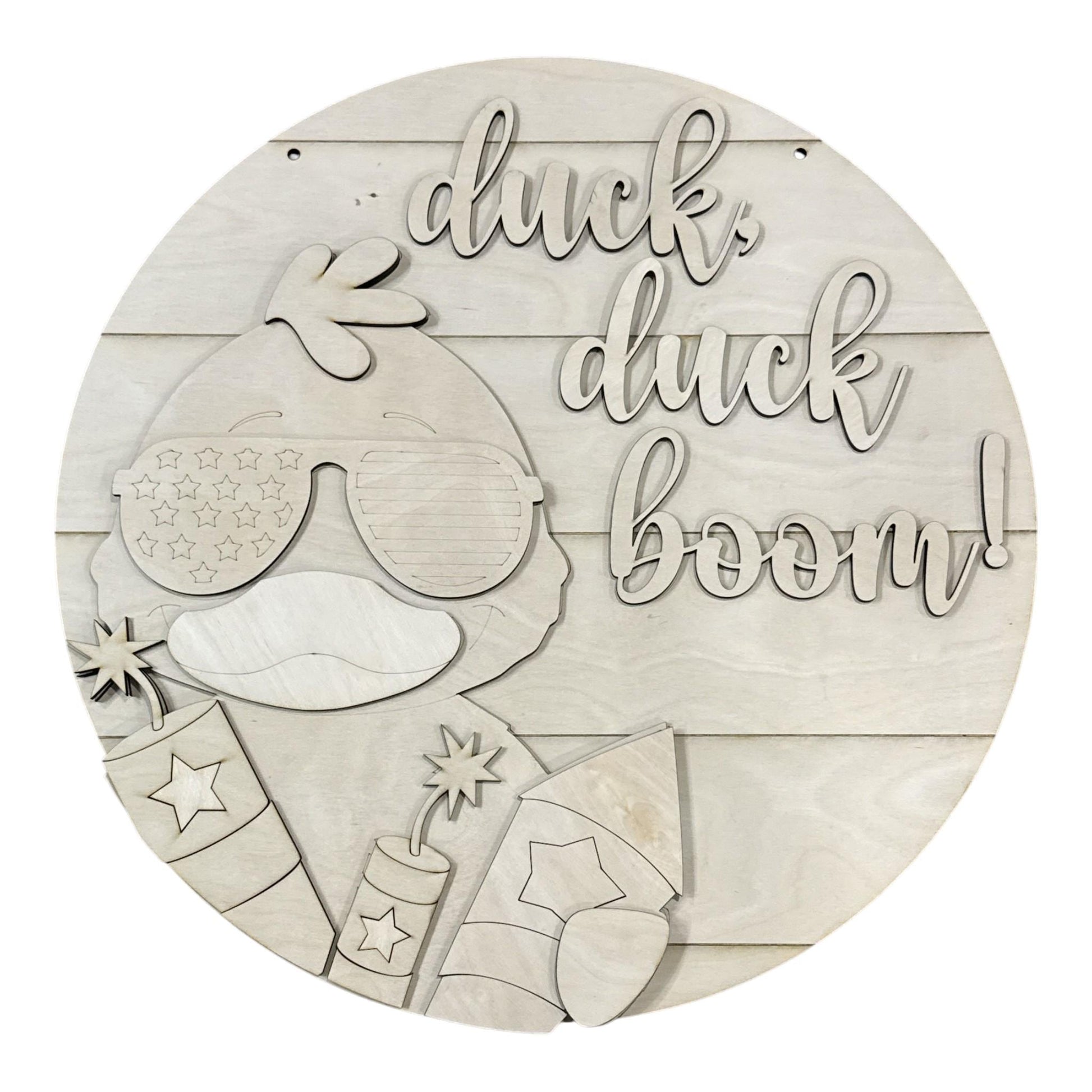 DIY Duck Duck Boom Door hanger, Unfinished Wooden Door Hanger: Unfinished, Duck 4th of July, Fireworks Door Hanger
