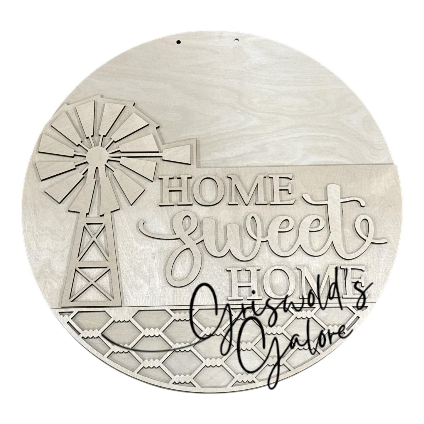 DIY Home Sweet Home with Windmill Door Hanger: Windmill, Unfinished, Home Sweet Home with Chicken wire