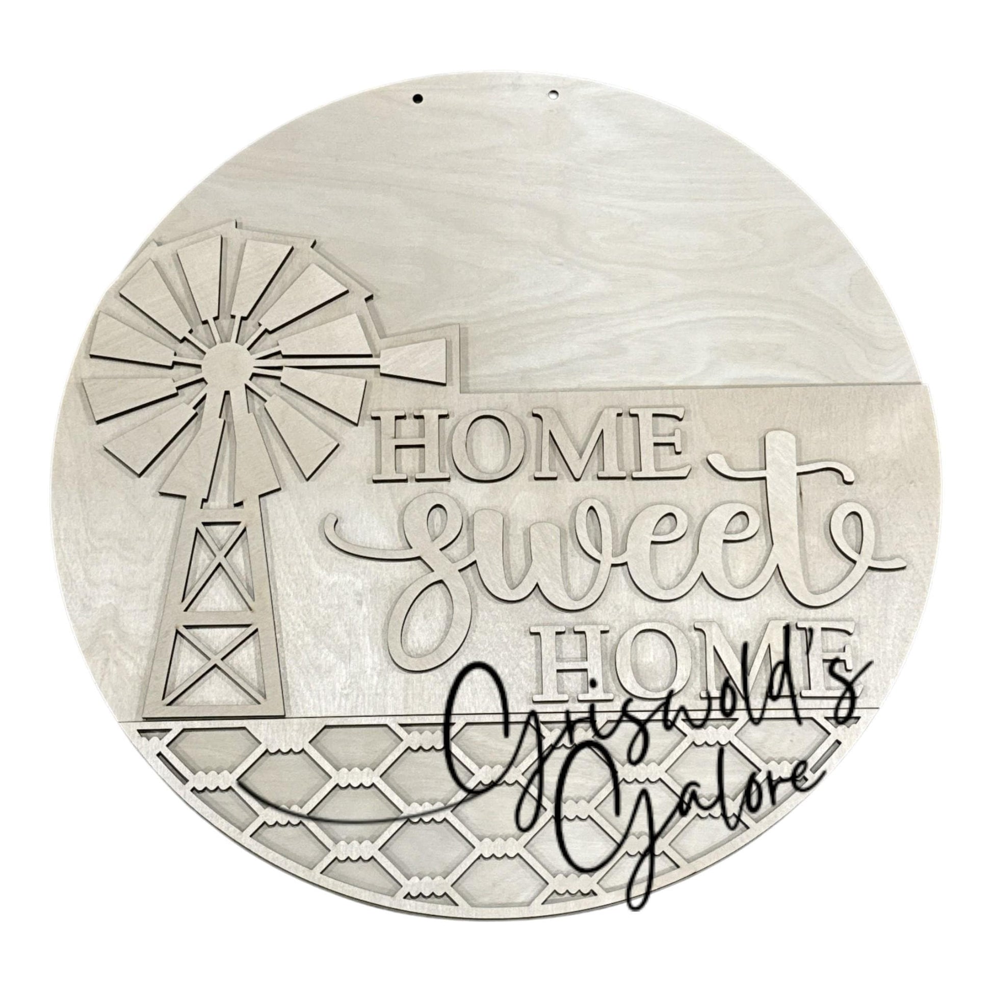 DIY Home Sweet Home with Windmill Door Hanger: Windmill, Unfinished, Home Sweet Home with Chicken wire