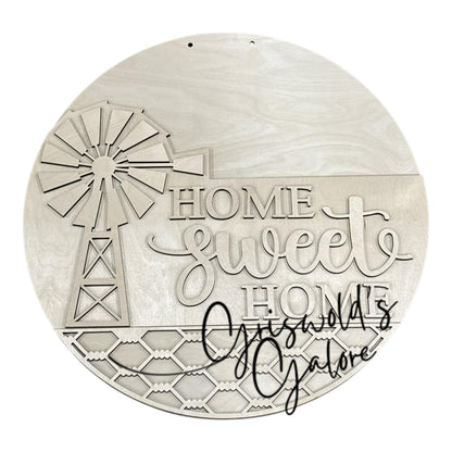 DIY Home Sweet Home with Windmill Door Hanger: Windmill, Unfinished, Home Sweet Home with Chicken wire