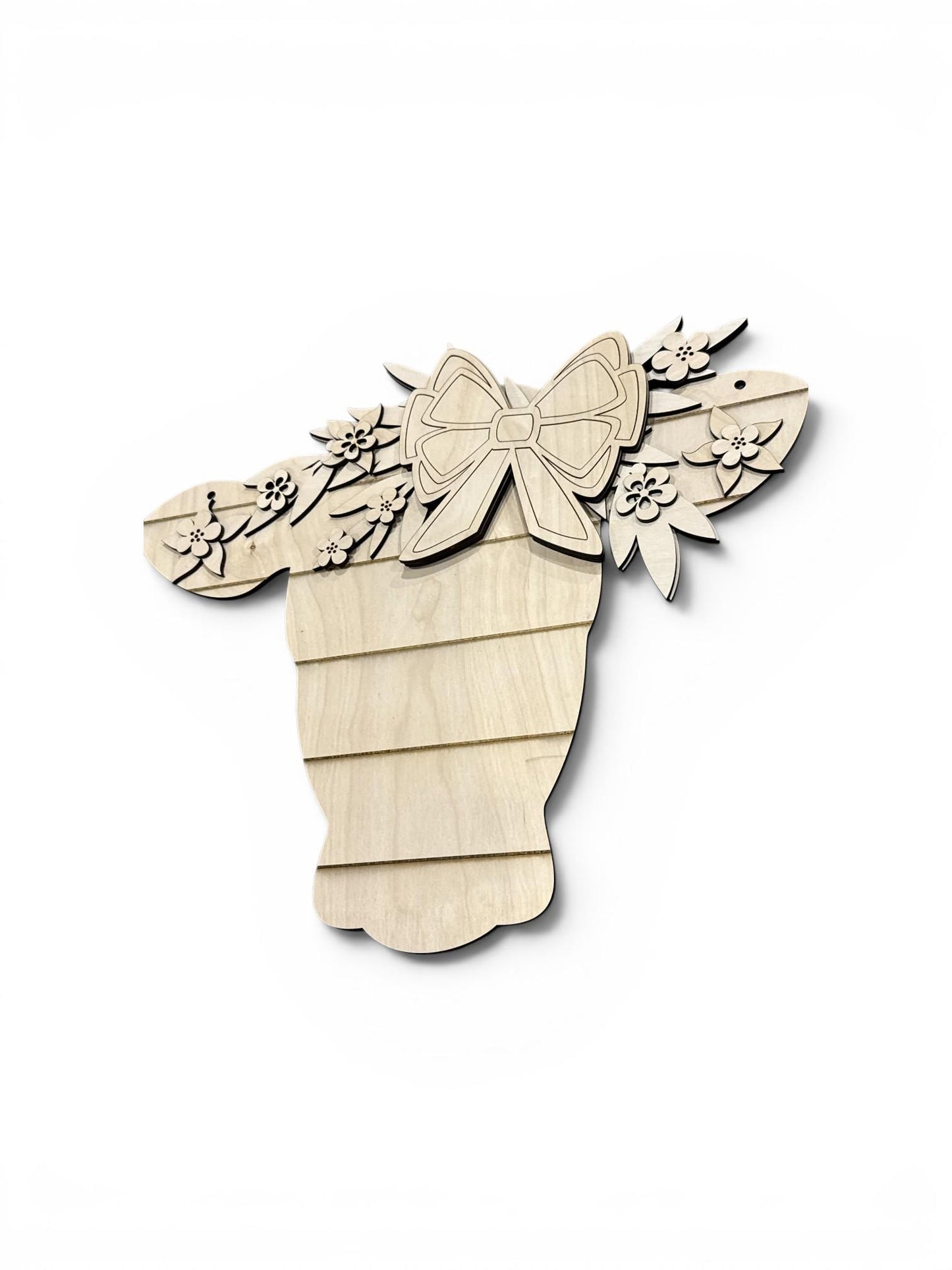 DIY Cow with Flowers, Door Hanger: Summer, Unfinished, Whimsical, Cow Door Hanger