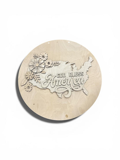 DIY God Bless America Door Hanger: 4th of July, Unfinished, Whimsical, Memorial Day, USA