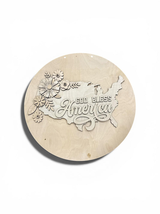 DIY God Bless America Door Hanger: 4th of July, Unfinished, Whimsical, Memorial Day, USA