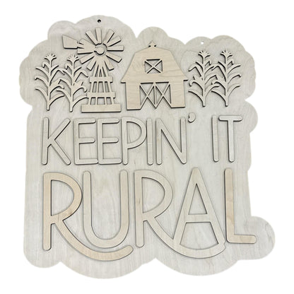 DIY Keepin' it Rural Door Hanger: Farm Life, Unfinished, Home Sign, Rural Door Hanger