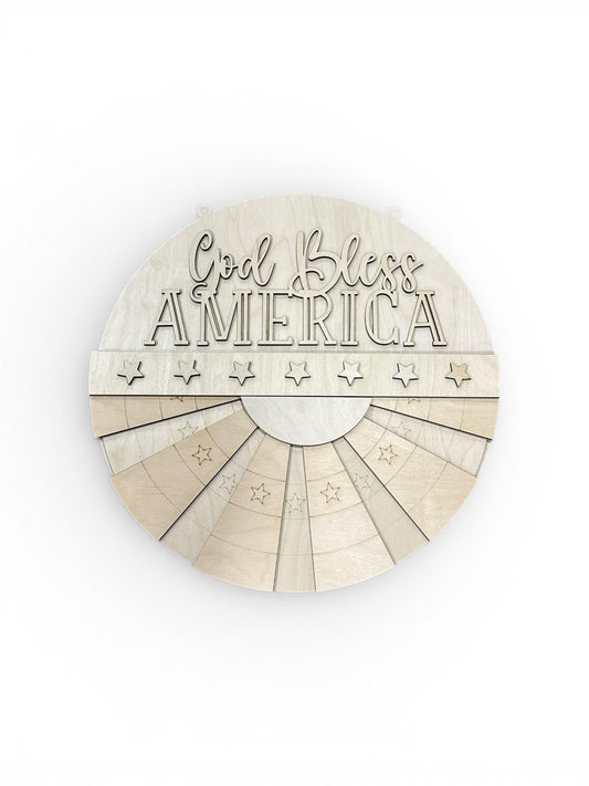 DIY God Bless America Flag Door Hanger, Door Hanger: America Flag, Unfinished, 3-D 4th of July