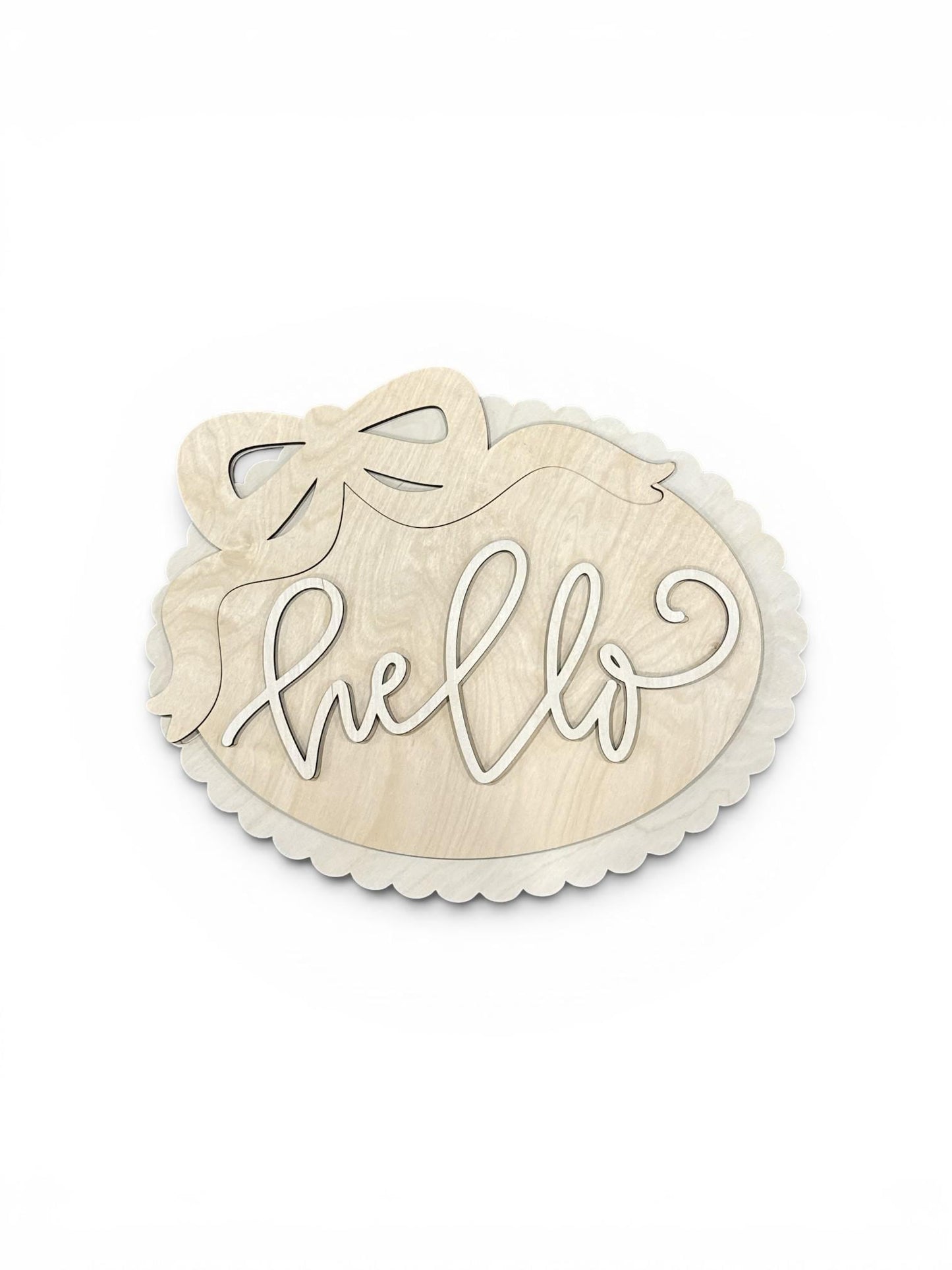 DIY Hello Scallop Door Hanger: Unfinished, Welcome Door Hanger, Scallop Door Hanger, 3D Door Hanger