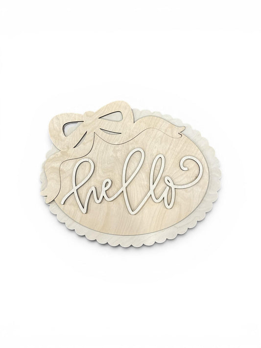 DIY Hello Scallop Door Hanger: Unfinished, Welcome Door Hanger, Scallop Door Hanger, 3D Door Hanger