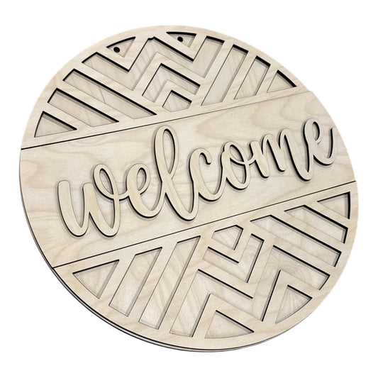 DIY Welcome Geometric Door hanger, Unfinished Wooden Door Hanger: Unfinished, Welcome Door Hanger, Paint Party