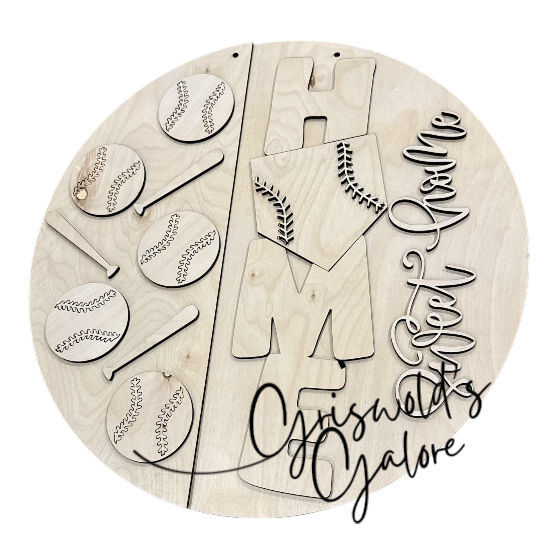 DIY Home Sweet Home with Base Baseball Door Hanger: Baseball, Unfinished, 3-D Baseball Door Hanger, Sports Door hanger