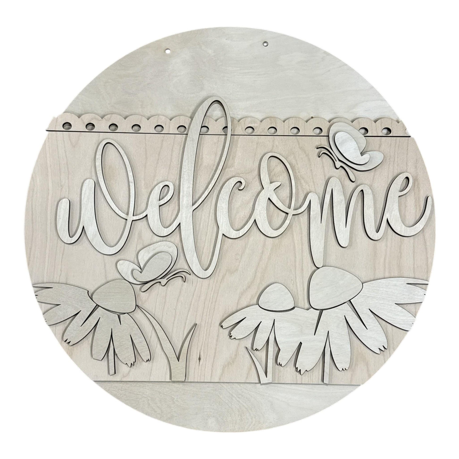 DIY Welcome Daisy with Butterfly Door Hanger, Unfinished Door Hanger: DIY Door Hanger, Daisy Flowers