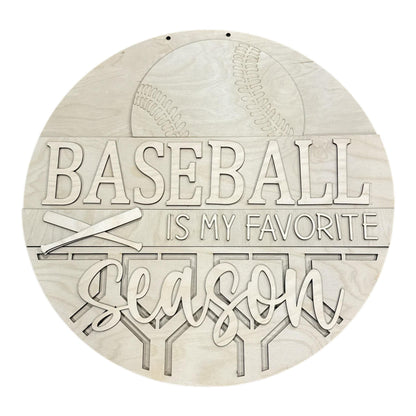 DIY Baseball is my favorite Season Door hanger, Unfinished Wooden Door Hanger: Unfinished, Baseball Season, Paint Party