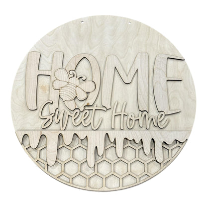DIY Home Sweet Home with Bee Door Hanger, Unfinished Door Hanger: DIY Door Hanger, Bee Door hanger