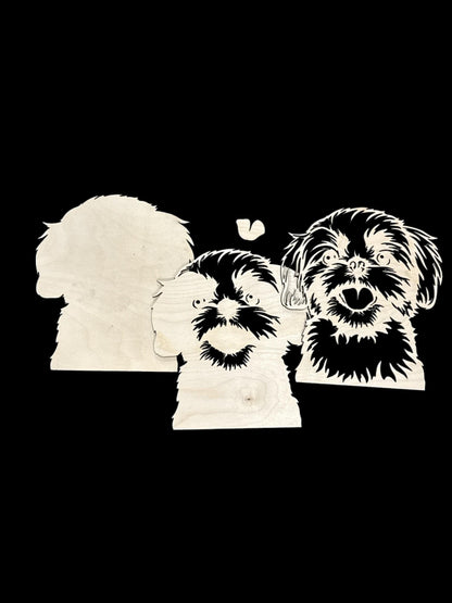 DIY 3D Shih Tzu Dog Multi Layered, Unfinished 3D Shelf Sitter, Wood DIY