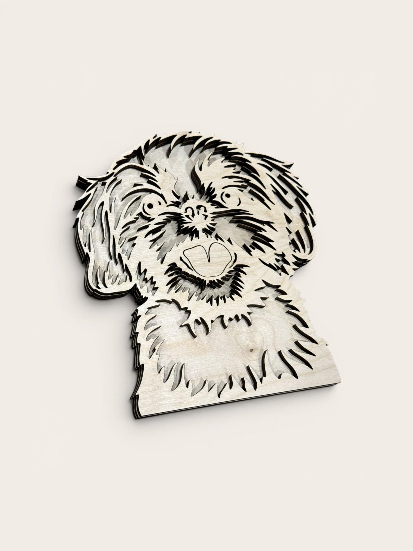 DIY 3D Shih Tzu Dog Multi Layered, Unfinished 3D Shelf Sitter, Wood DIY