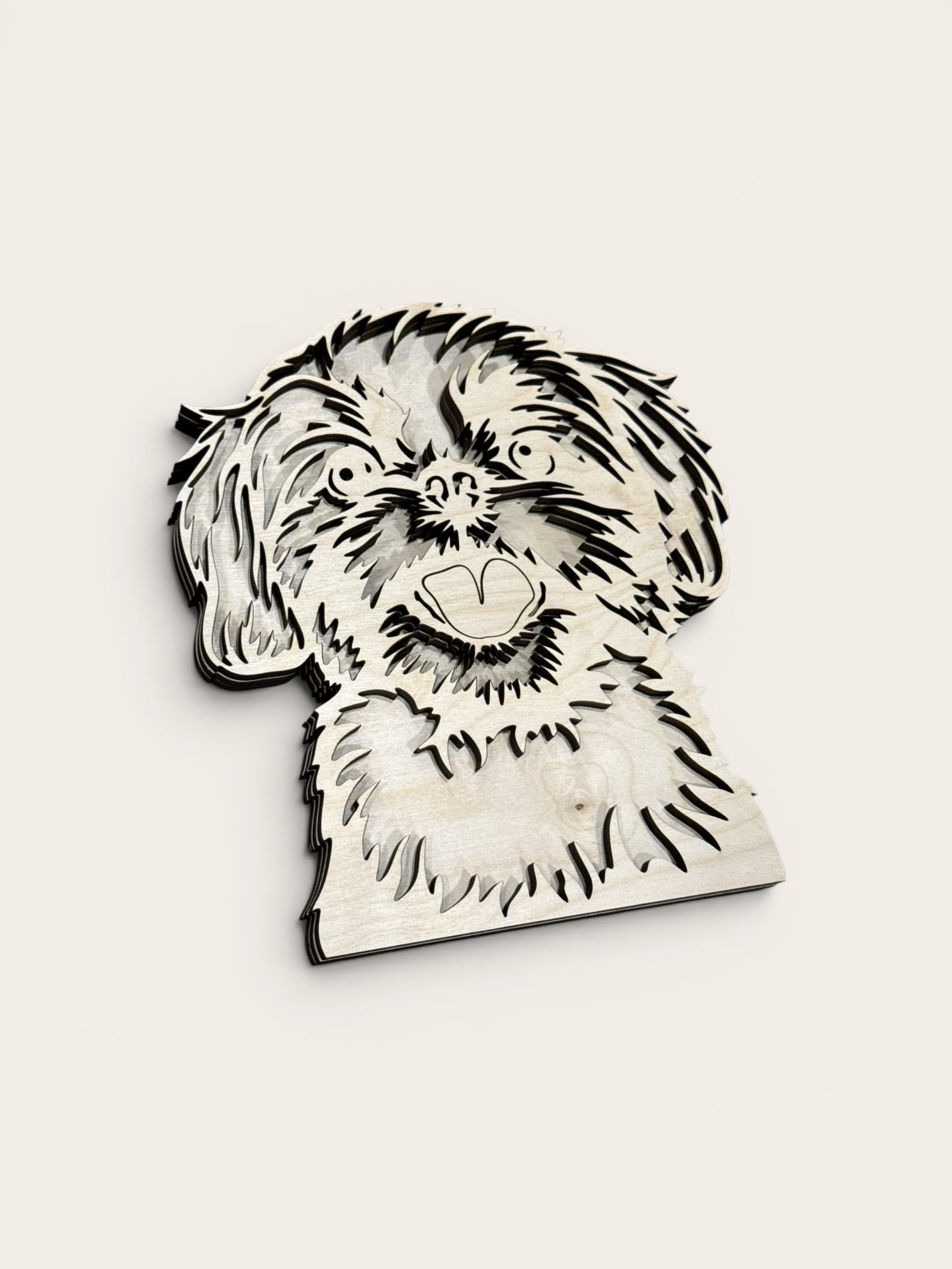 DIY 3D Shih Tzu Dog Multi Layered, Unfinished 3D Shelf Sitter, Wood DIY