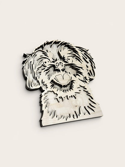 DIY 3D Shih Tzu Dog Multi Layered, Unfinished 3D Shelf Sitter, Wood DIY