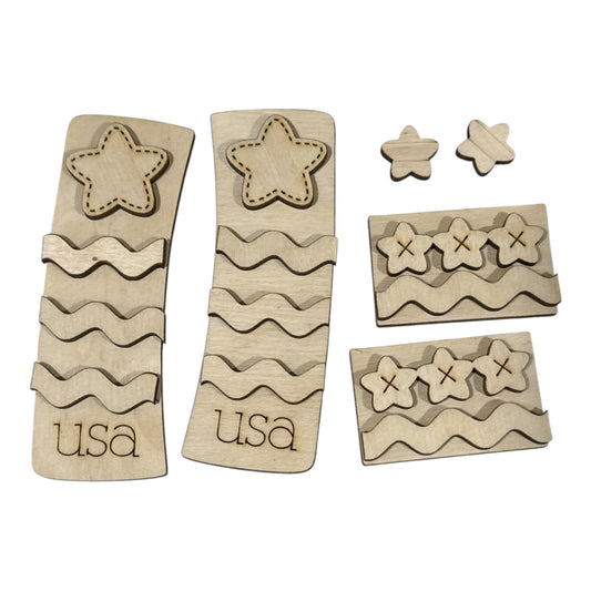 DIY 4th of July Stripes Claw Clip: Unfinished Wood Laser Cut Blank, Memorial Day, 4th of July, Flag Claw Clip