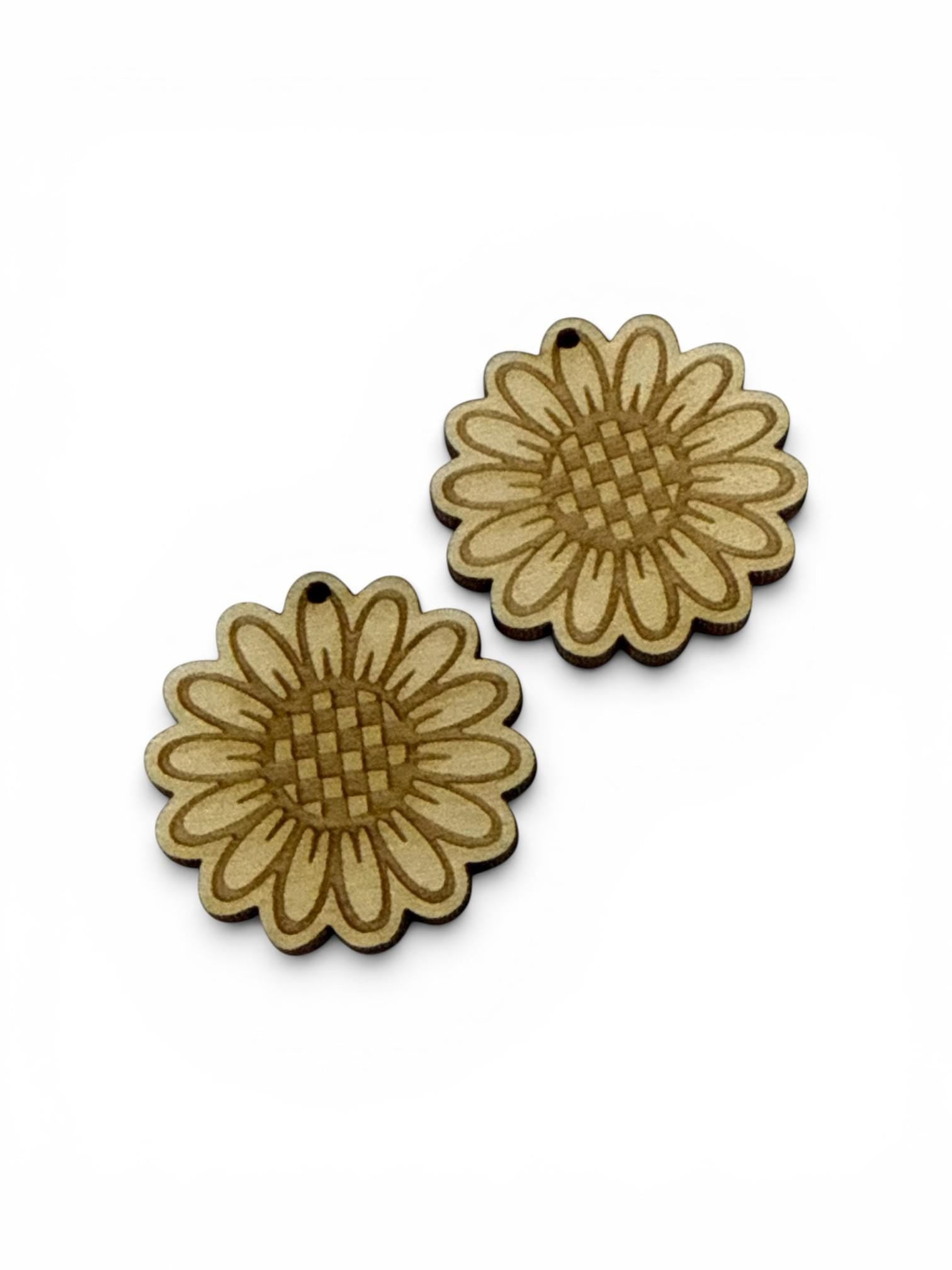 DIY Sunflower Checkered Earrings: Unfinished Craft Blanks, Sunflower Earrings, Checkered Sunflower, Unfinished Earrings