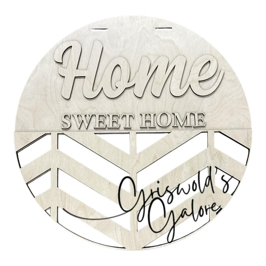 DIY Home Sweet Home Chevron Door hanger, Unfinished Wooden Door Hanger: Unfinished,3-D Chevron Home Sweet Home, Paint Party