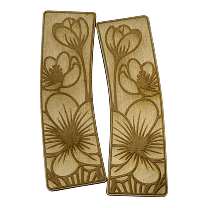 DIY Floral Hair Clip and Earrings, 2" and 4" Claw Clip, Floral Earrings: Unfinished Wood Laser Cut Blank, Floral Earrings