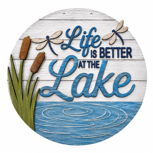 DIY Life is better at the Lake Door hanger, Unfinished Wooden Door Hanger: Unfinished, Summer
