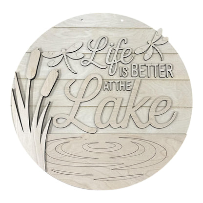 DIY Life is better at the Lake Door hanger, Unfinished Wooden Door Hanger: Unfinished, Summer
