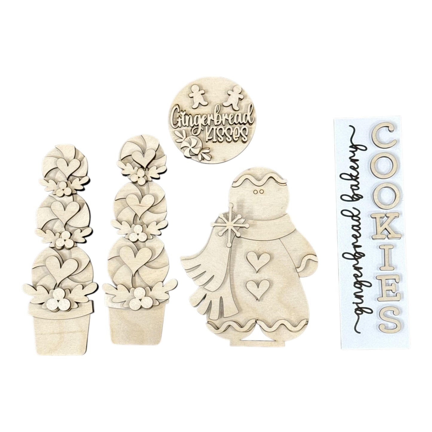 DIY Gingerbread Barn Door Interchangeable, Insert for Barn Door Decor, Unfinished Insert, Gingerbread cookies