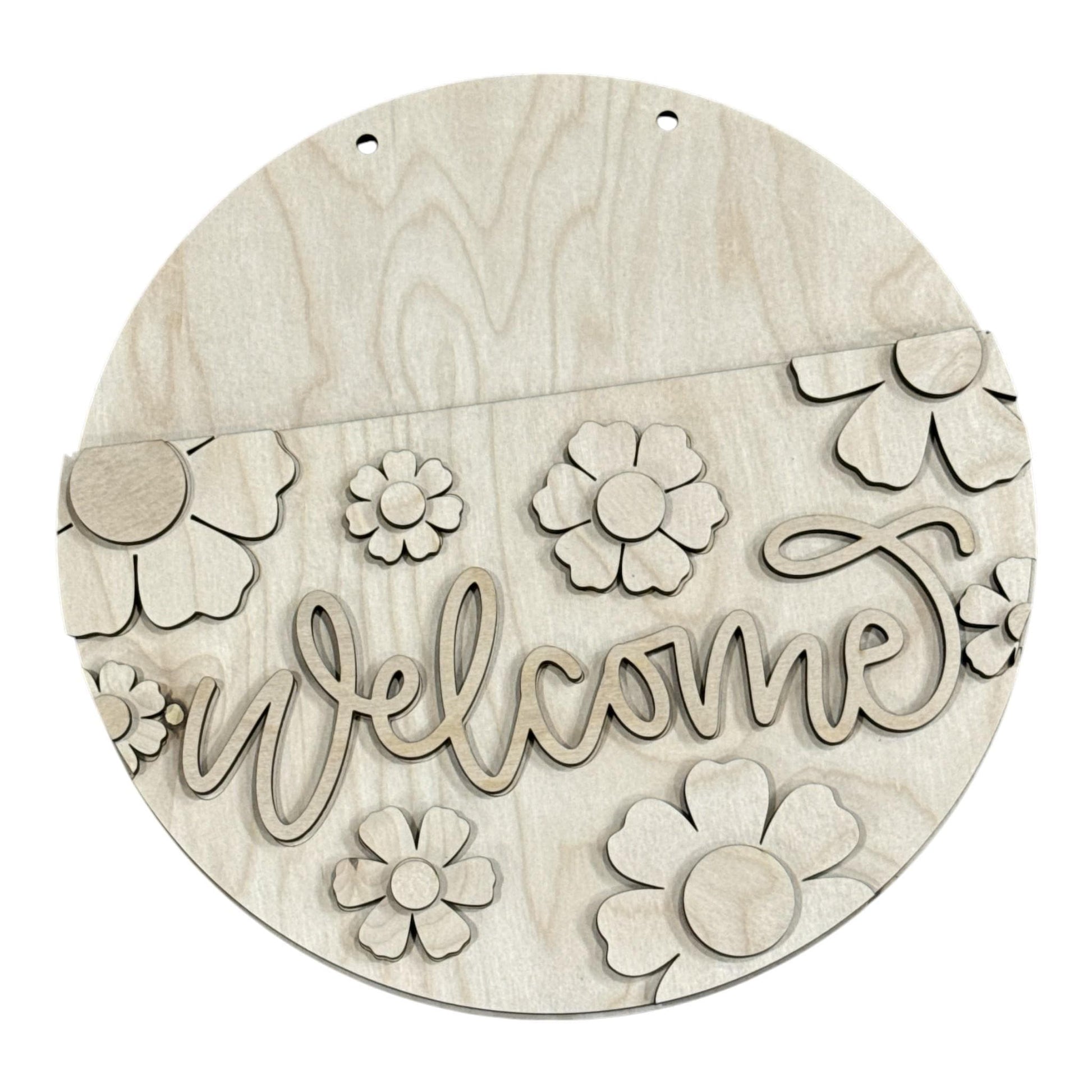 DIY Welcome Large Flower Daisies Door Hanger, Unfinished Daisy, Spring Door hanger Unfinished, Daisies DIY Door Hanger