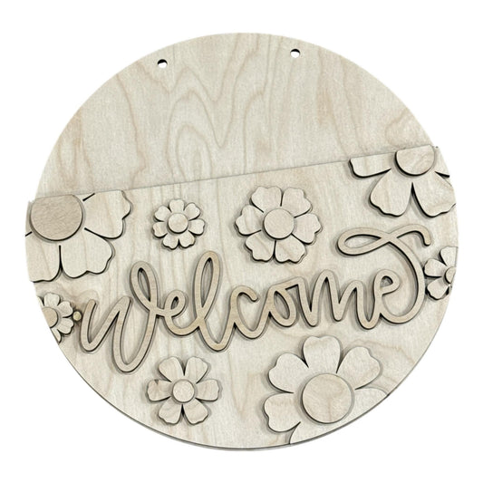 DIY Welcome Large Flower Daisies Door Hanger, Unfinished Daisy, Spring Door hanger Unfinished, Daisies DIY Door Hanger