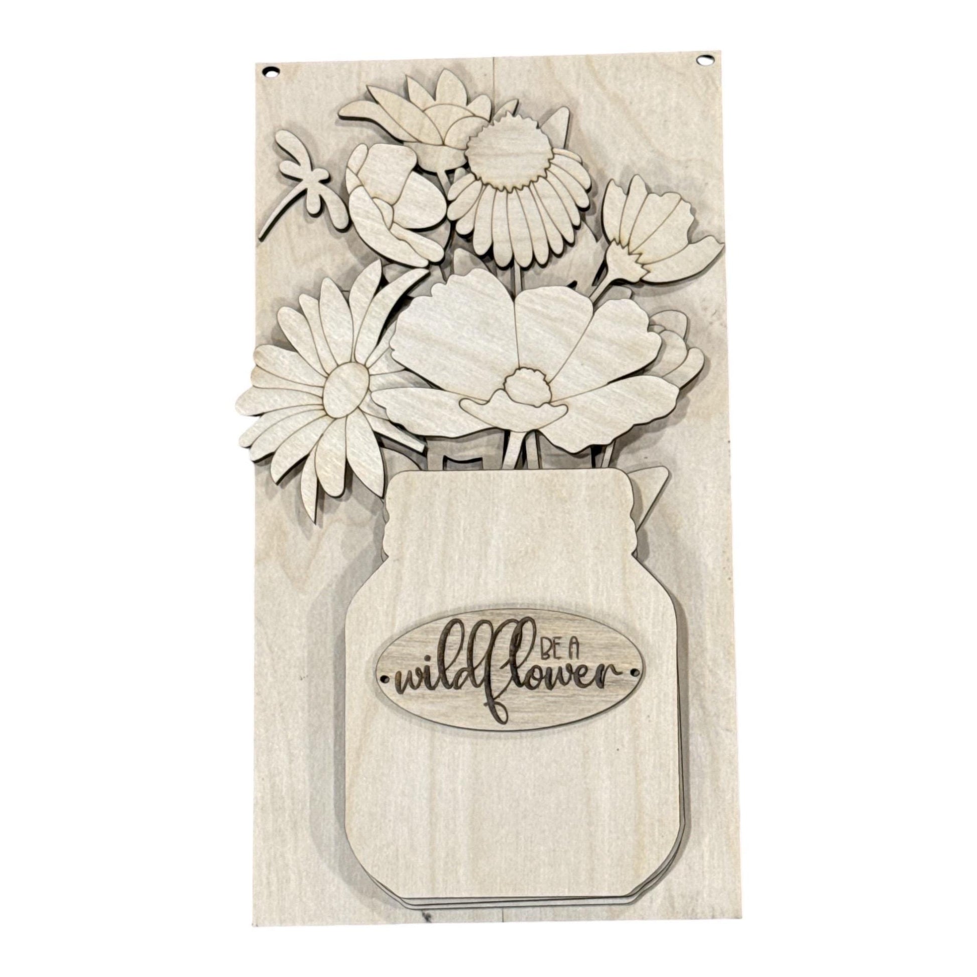 DIY Be a wildflower Door Hanger: Unfinished, Welcome Door Hanger, wildflower Hanger, 3D Door Hanger