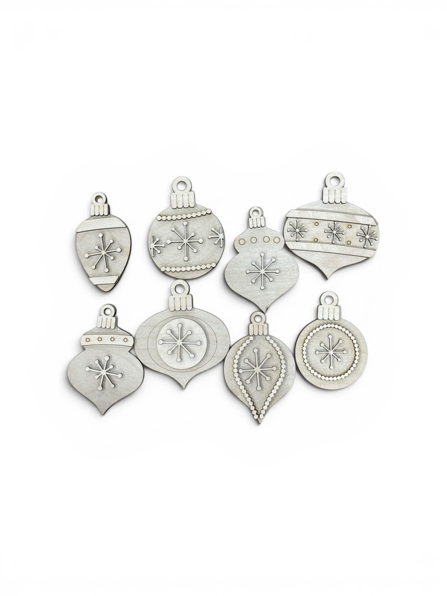 DIY Retro Whimsical Ornaments, Unfinished Ornaments, Christmas Balls, Set of Ornaments