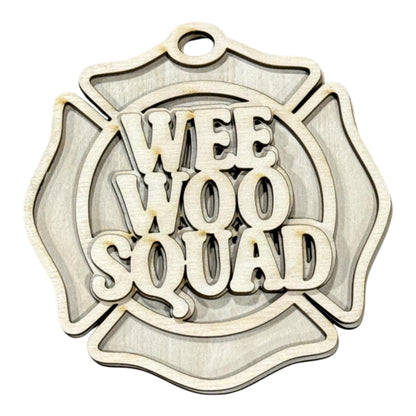 DIY Fireman Ornaments, Unfinished Ornaments, Wee Woo Fireman, Unfinished Wooden Ornaments