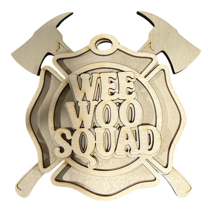 DIY Fireman Ornaments, Unfinished Ornaments, Wee Woo Fireman, Unfinished Wooden Ornaments