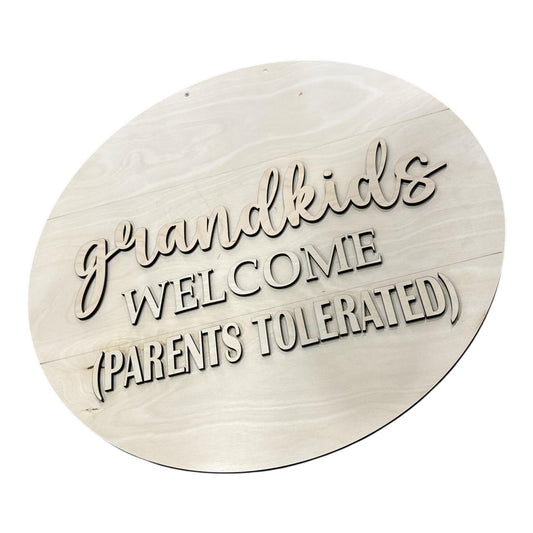 DIY Grandkids Welcome Parents Tolerated Door Hanger, Unfinished Welcome Door Hanger, DIY Paint Project