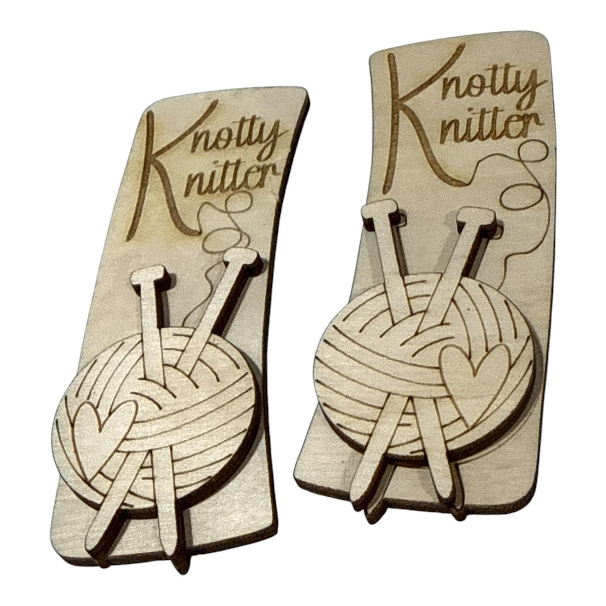 DIY Knotty Knitter Clip Pieces: Laser Cut Birch Wood Blanks, Knitting Hair Claw Clip, Sewing