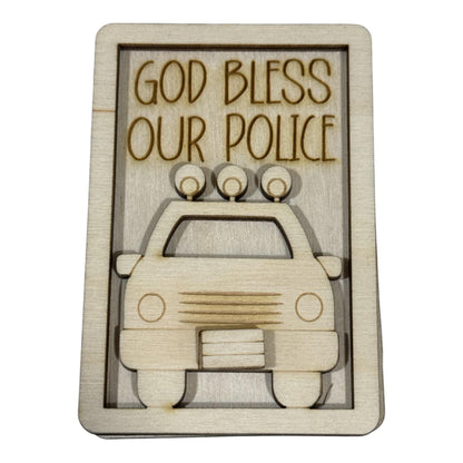 DIY God Bless our police Magnet Set, Cow Magnet, Fridge Magnets DIY, Unfinished