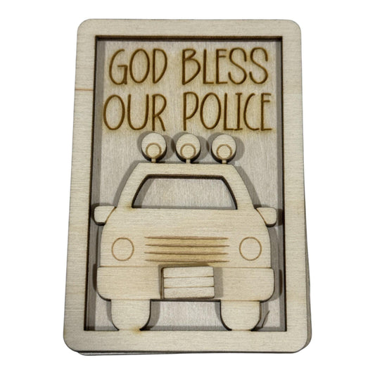 DIY God Bless our police Magnet Set, Cow Magnet, Fridge Magnets DIY, Unfinished