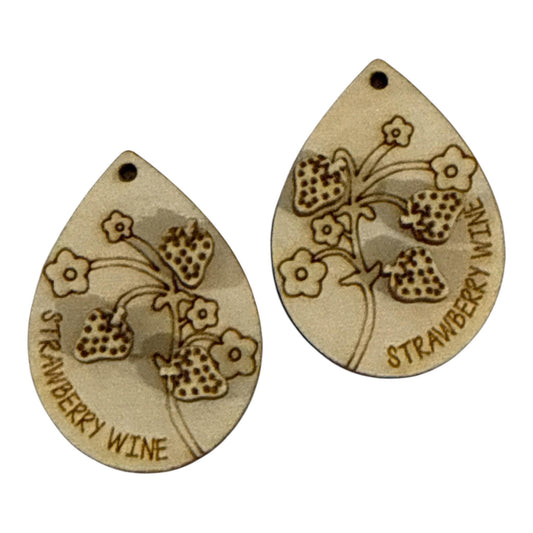 DIY Strawberry wine Earrings: Unfinished Wood, strawberries