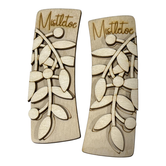 DIY Mistetoe Wood Laser Blank Hair Clip Pieces, Unfinished Hair Clip, Wood is Ready to Paint, Mistletoe claw clip