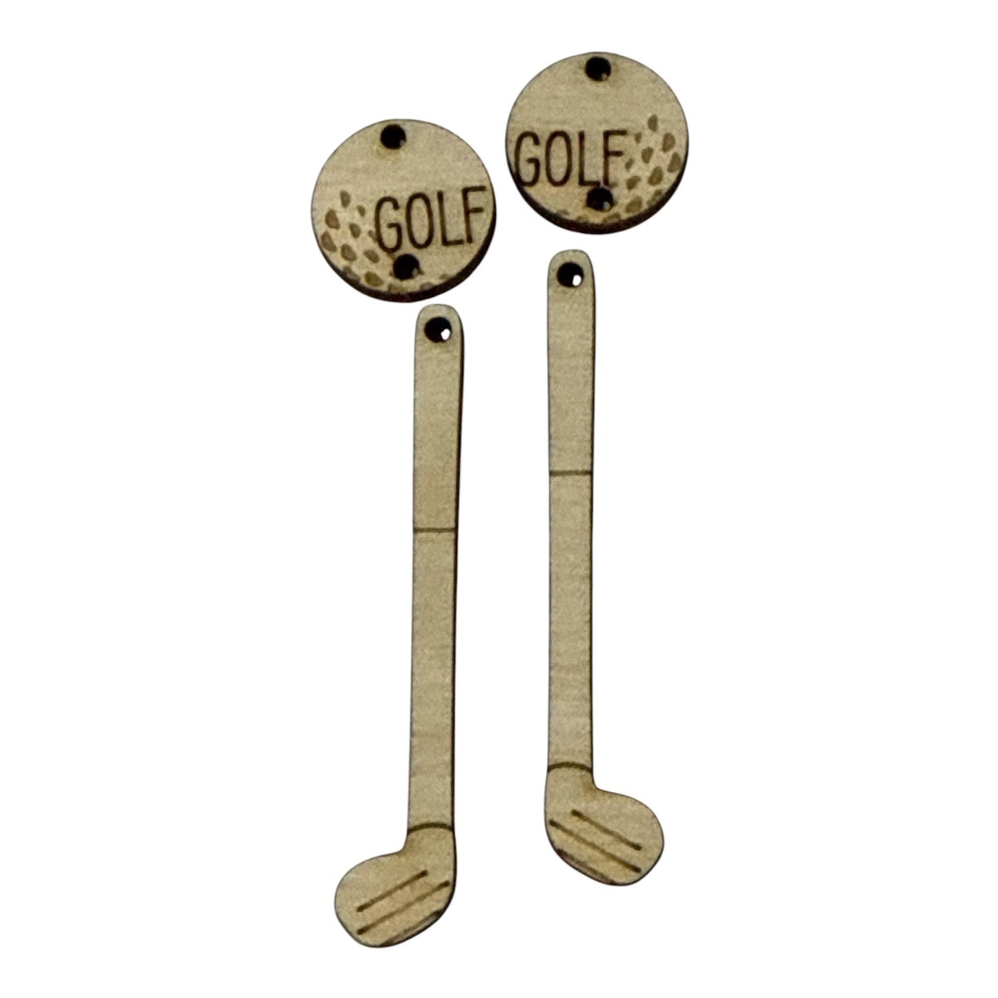 DIY Golf Wooden Earrings: Unfinished Craft Studs, golf stud