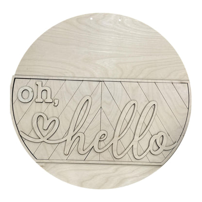 DIY Oh Hello Geometric Pattern Door Hanger, Unfinished Door Hanger: DIY Door Hanger, Hello