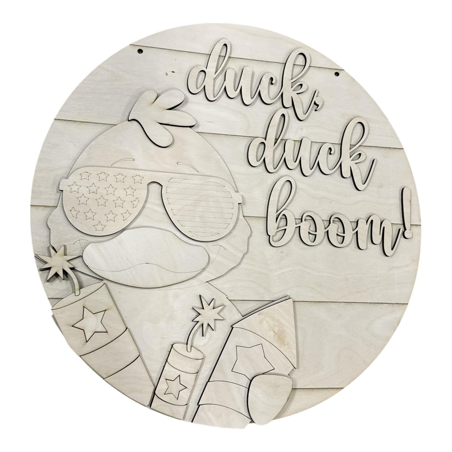 DIY Duck Duck Boom Door hanger, Unfinished Wooden Door Hanger: Unfinished, Duck 4th of July, Fireworks Door Hanger