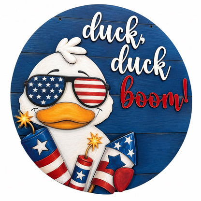 DIY Duck Duck Boom Door hanger, Unfinished Wooden Door Hanger: Unfinished, Duck 4th of July, Fireworks Door Hanger