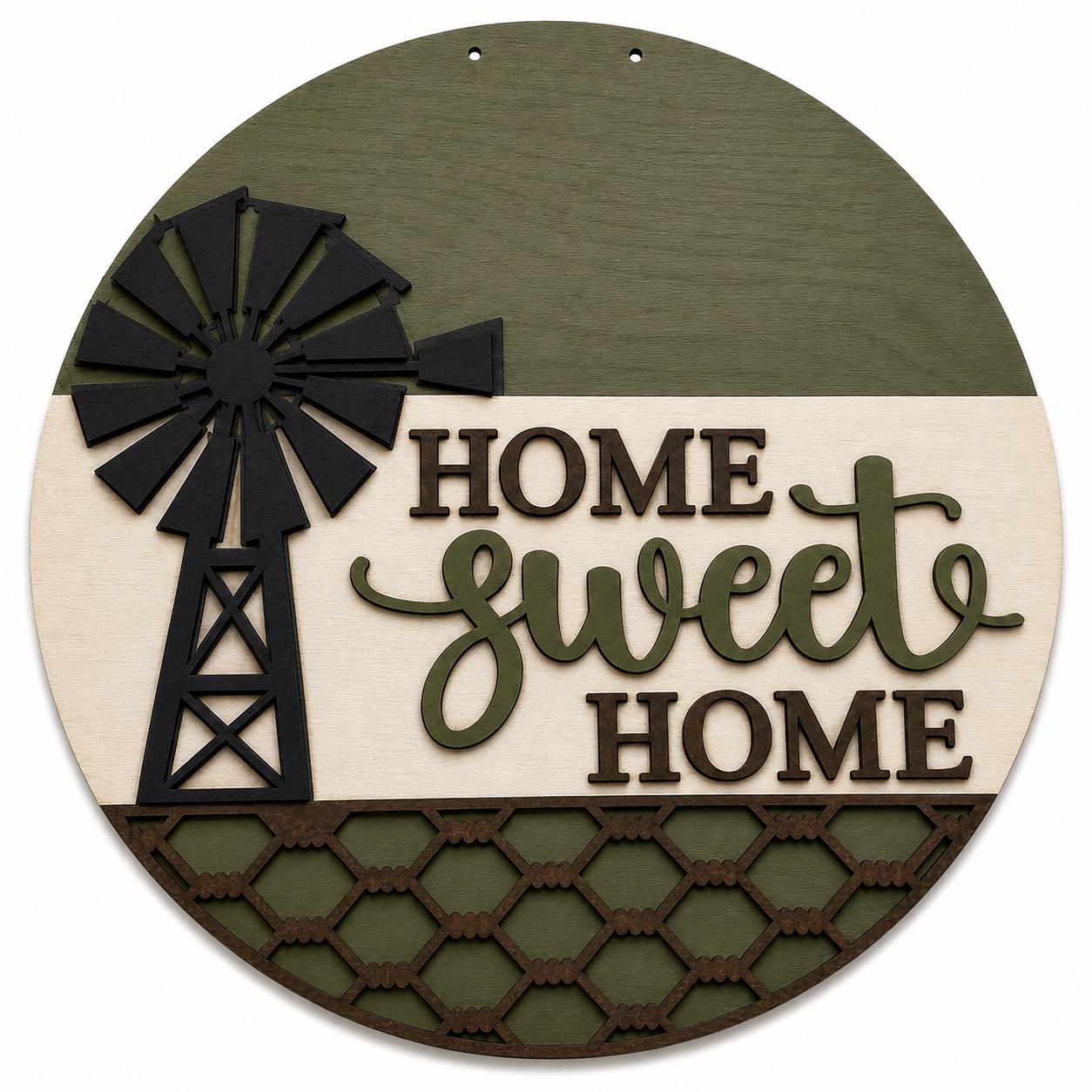 DIY Home Sweet Home with Windmill Door Hanger: Windmill, Unfinished, Home Sweet Home with Chicken wire